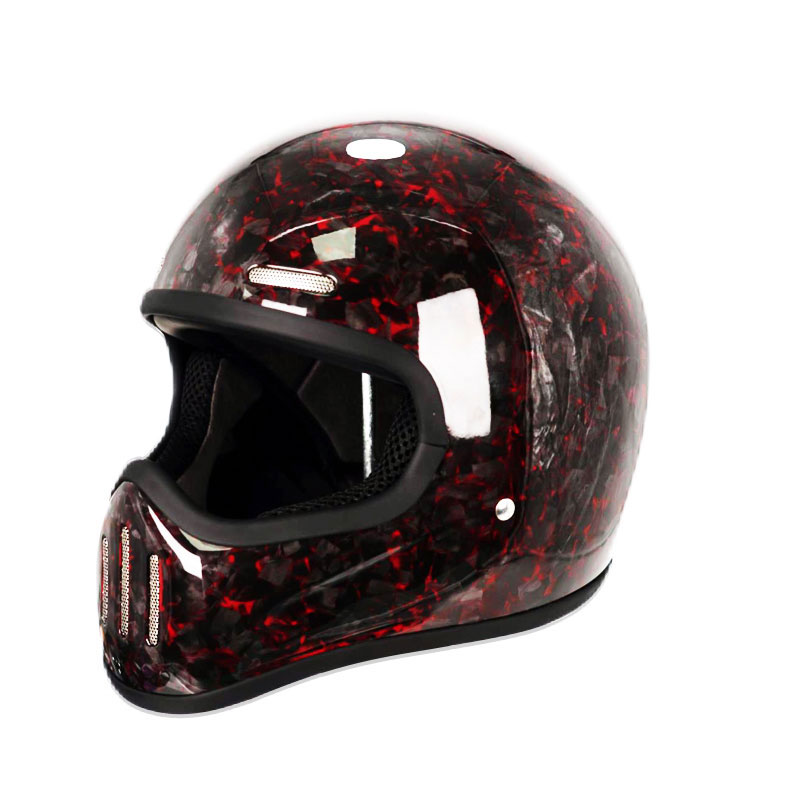 Carbon Fiber Lightweight Motorcycle Helmet - Helm wajah penuh serat karbon Retro,