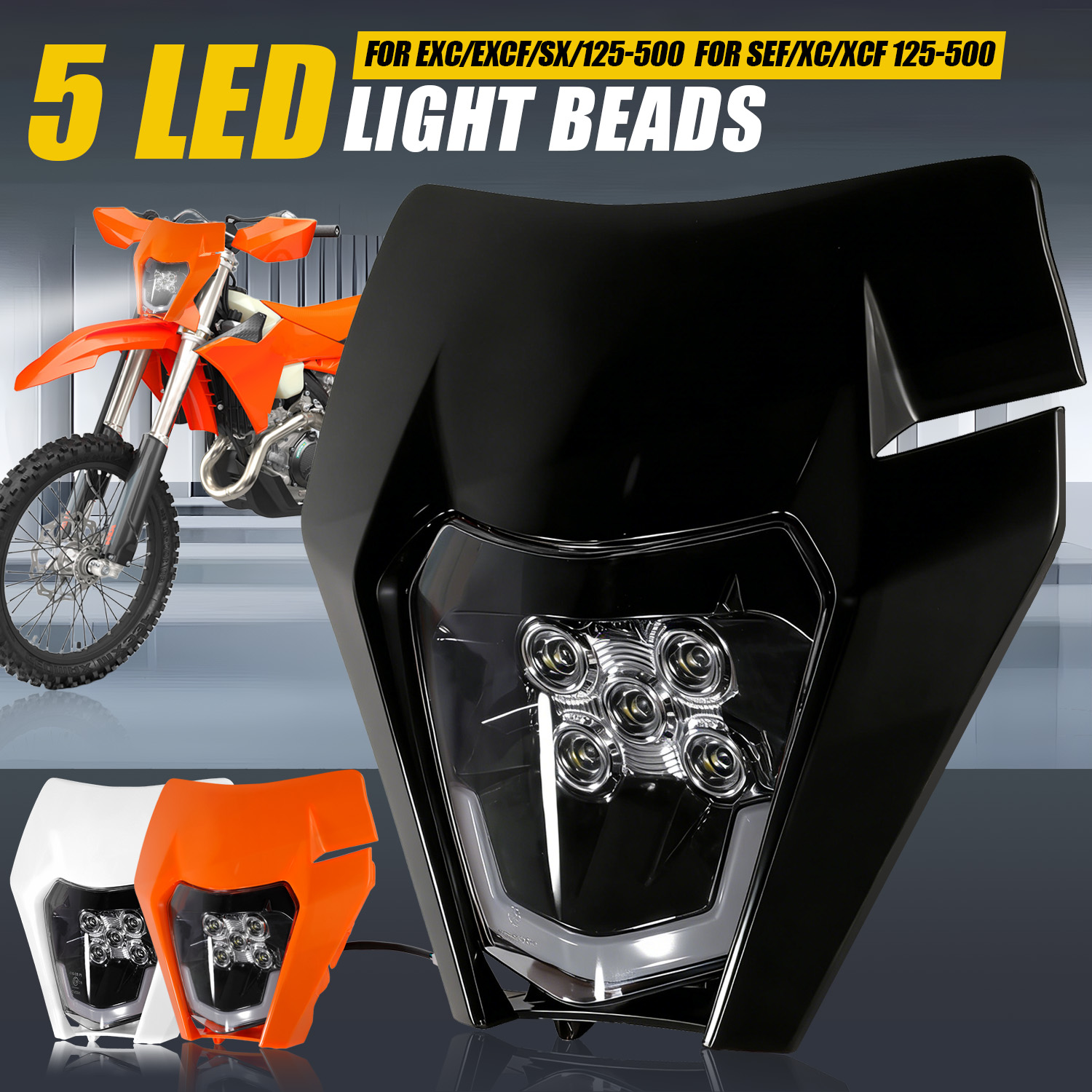 Universal Motorcycle Led Headlight Projector - Lampu Depan LED 5 Lampu Universal