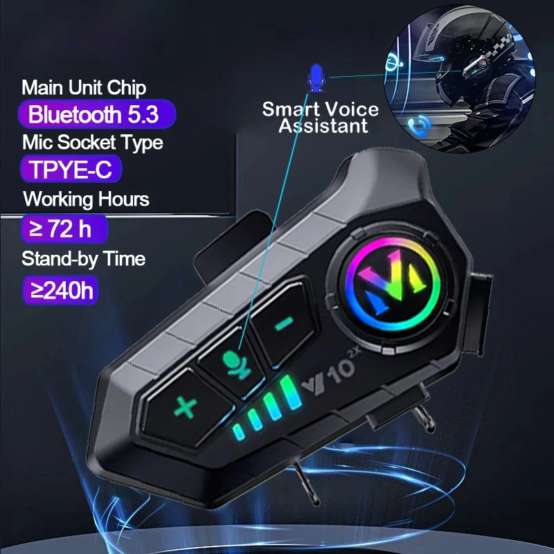 Universal Motorcycle Helmet Intercom Headset - V10 2X Interkom Helm Motor Bluetooth
