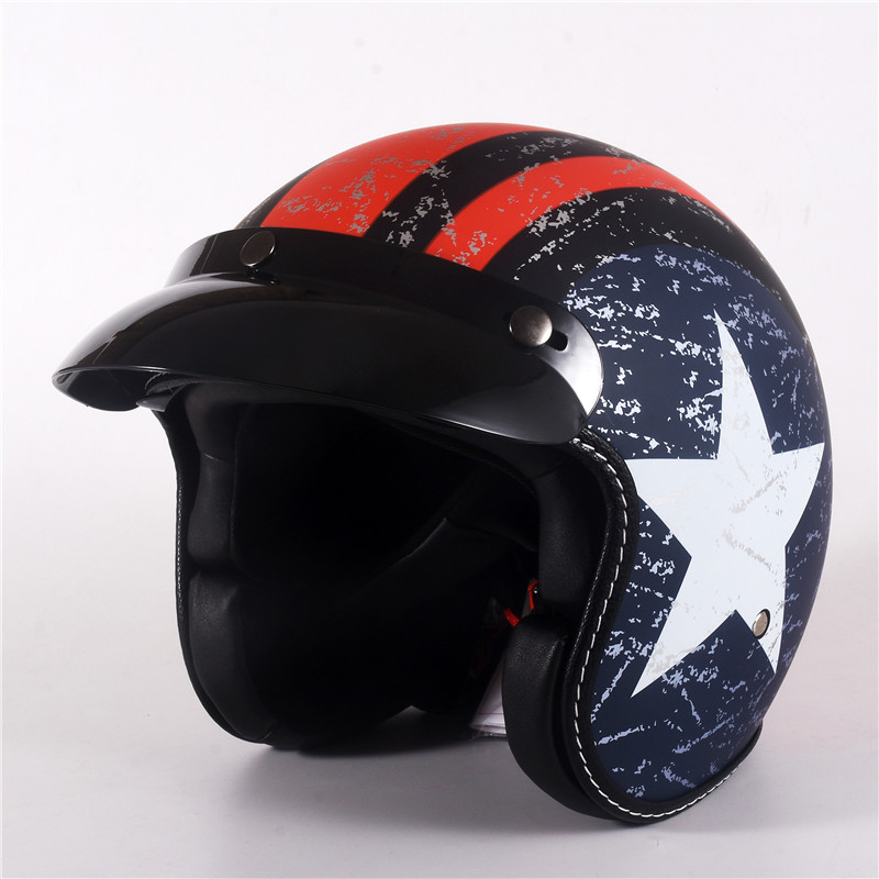 Vintage Open Face Retro Helmet - Helm Sepeda Motor Klasik Setengah Wajah