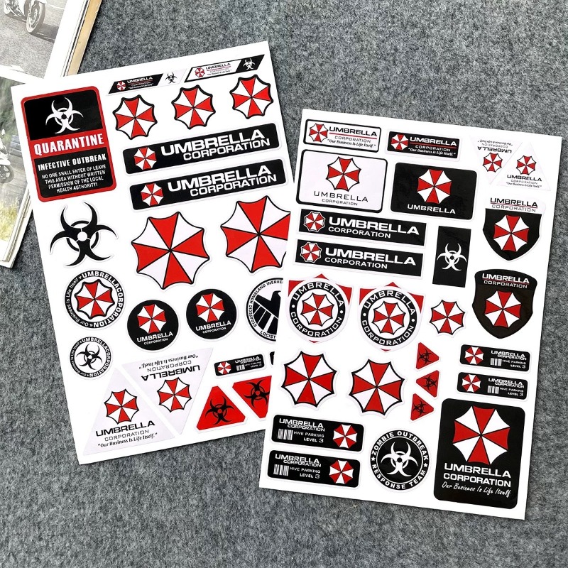 Motorcycle Helmets - Stiker Peringatan Payung Resident Evil, Stiker