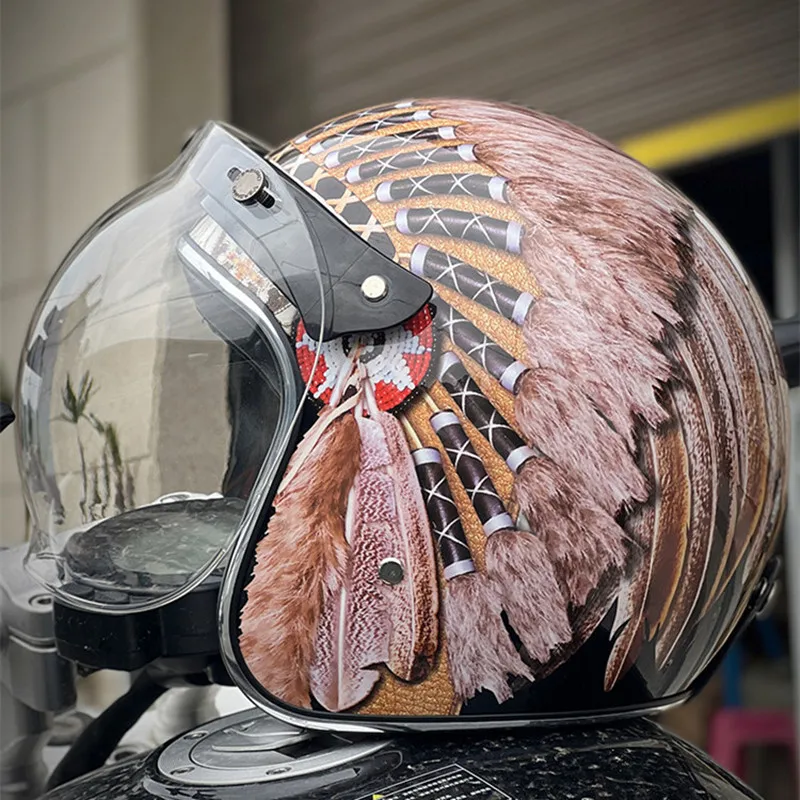 Vintage Open Face Retro Helmet - Helm Motor Retro Vintage Open Face