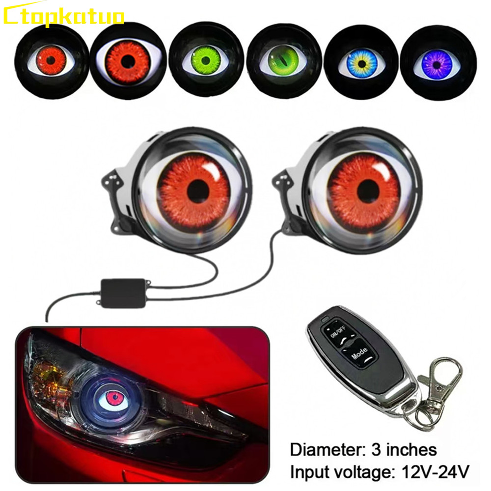 Universal Motorcycle Led Headlight Projector - 2 Buah Lampu Mata LED Remote