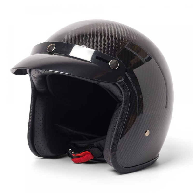 Carbon Fiber Lightweight Motorcycle Helmet - Helm motor wajah terbuka Glossy, helm