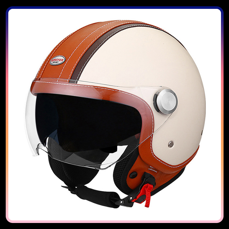 Vintage Open Face Retro Helmet - Helm Sepeda Motor Wajah Terbuka Lensa