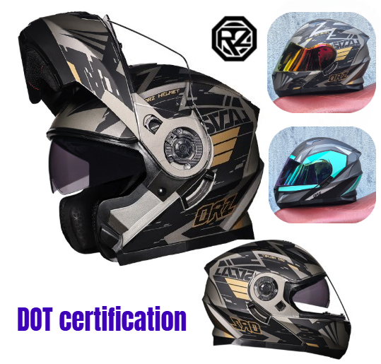 Dual Visor Motorcycle Racing Helmet - Orz helm motor, Visor ganda Full