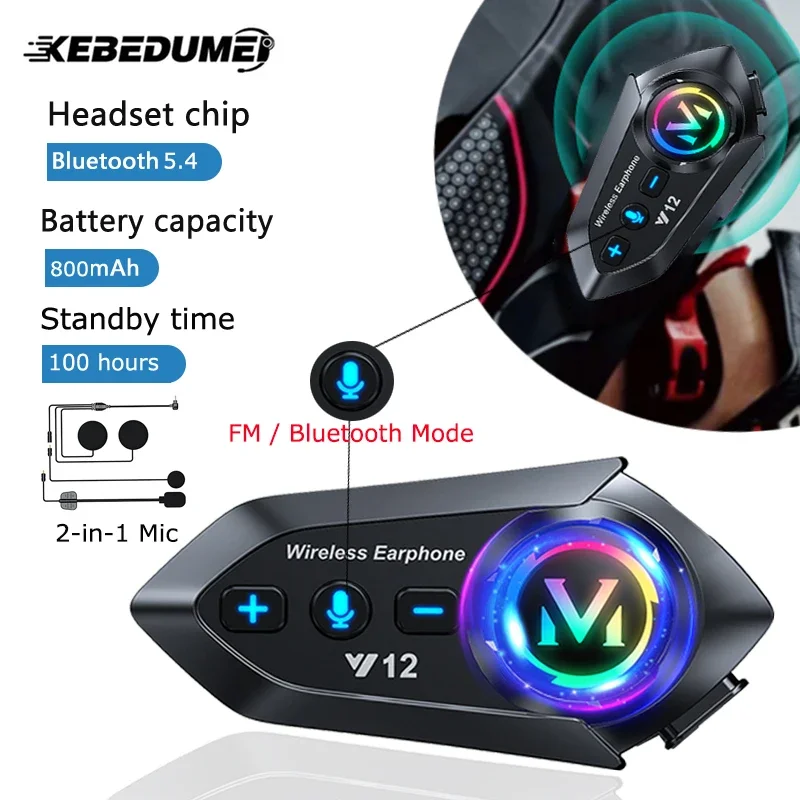 Full Face Motorcycle Helmet With Bluetooth - Kebudumei Headset Bluetooth Helm Sepeda Motor