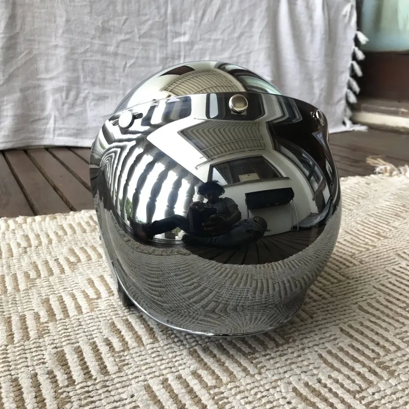 Helm Motor Open Face Chrome Si - Vintage Open Face Retro Helmet ulasan dan harga