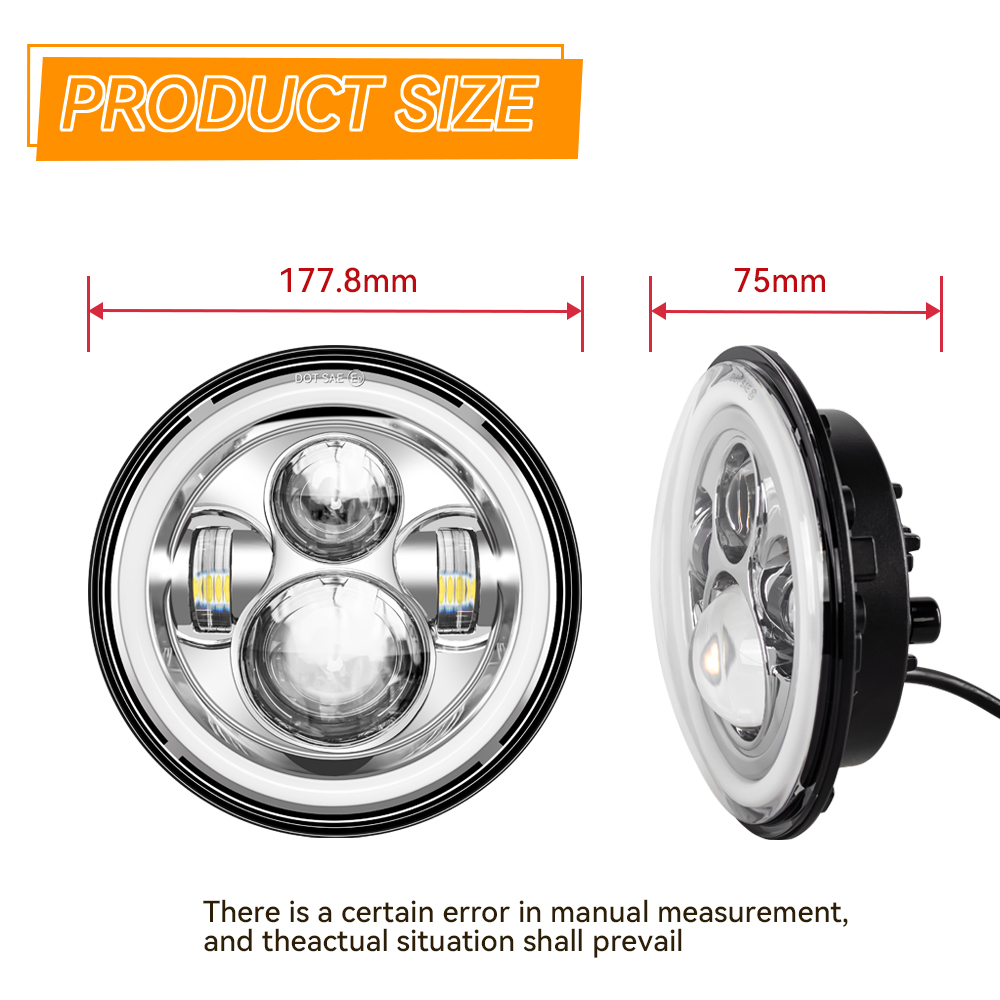Lampu Depan Universal 7' Bulat - Universal Motorcycle Led Headlight Projector ulasan dan harga