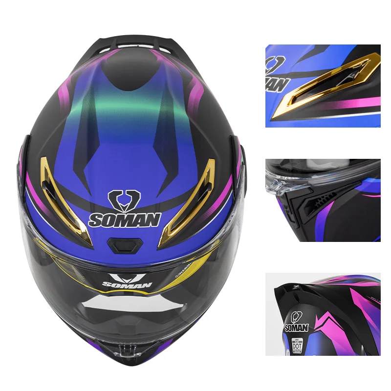 SOMAN helm Full Face pria dan  - Dual Visor Motorcycle Racing Helmet ulasan dan harga