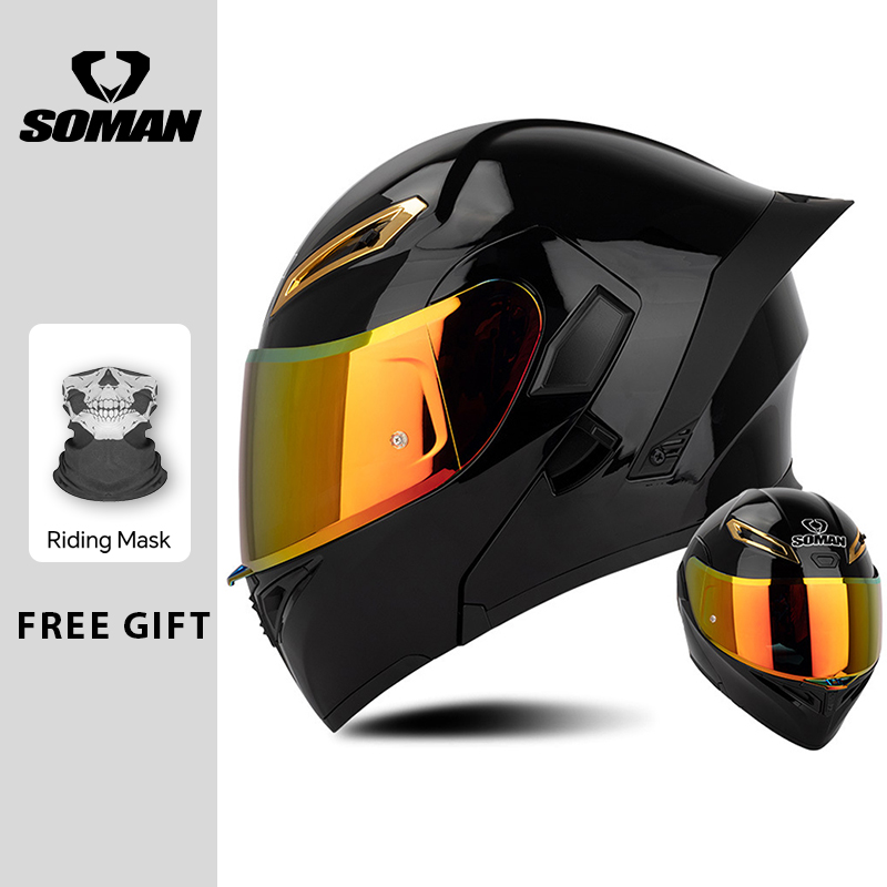 Helm Motor Unisex DOT Approved - Dual Visor Motorcycle Racing Helmet ulasan dan harga