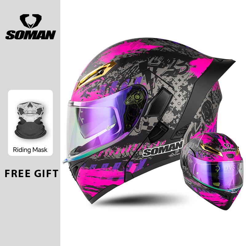 Helm Motor Unisex DOT Approved - Dual Visor Motorcycle Racing Helmet ulasan dan harga