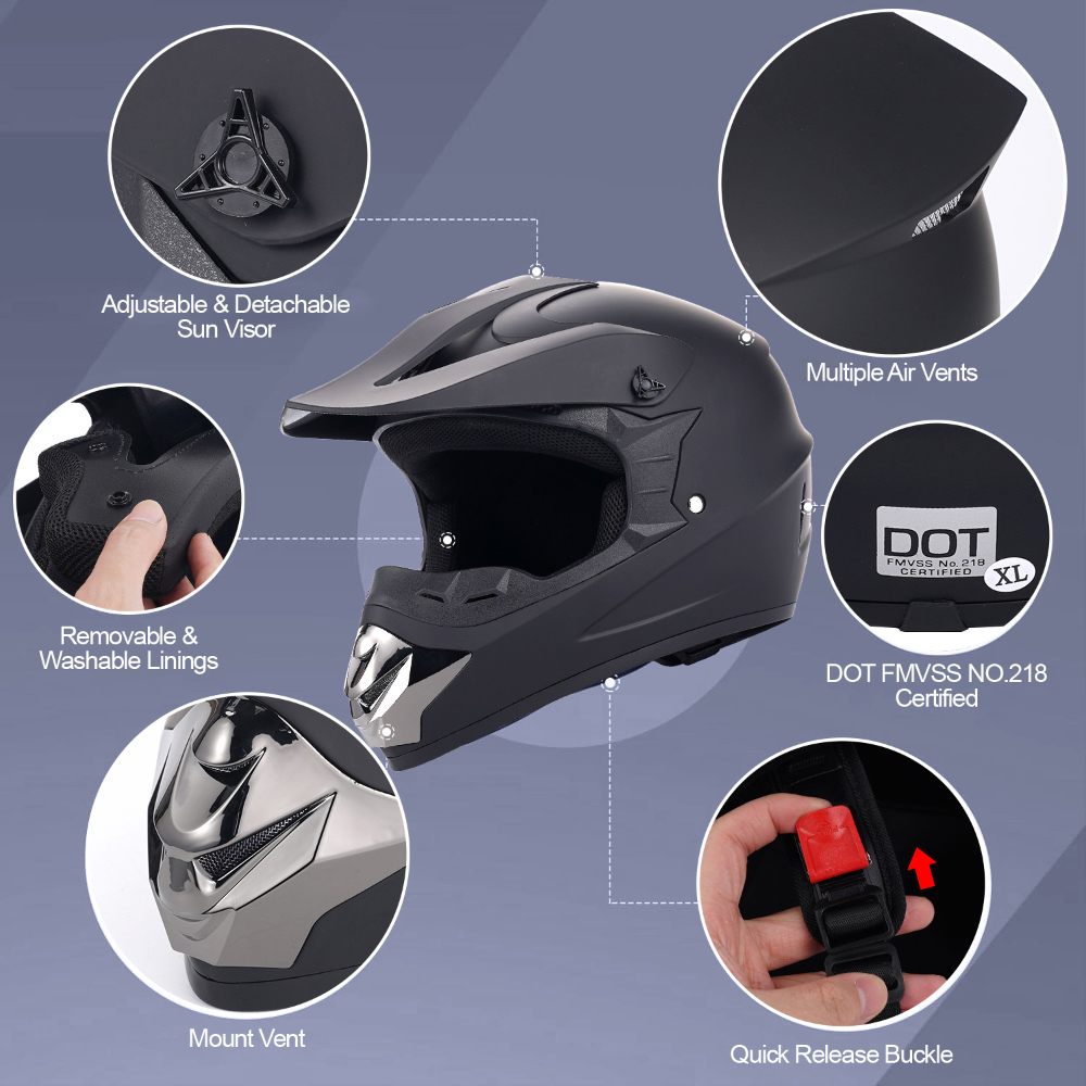 Helm Sepeda Motor Off-Road Set - Off Road Motocross Helmet Goggles Set ulasan dan harga