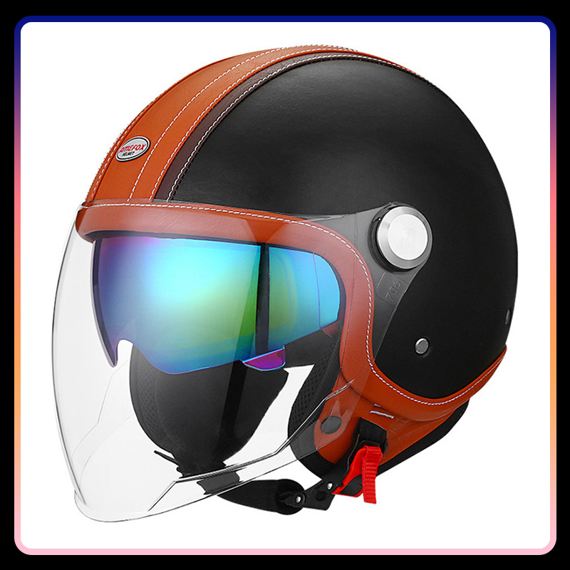 Helm Sepeda Motor Wajah Terbuk - Vintage Open Face Retro Helmet ulasan dan harga