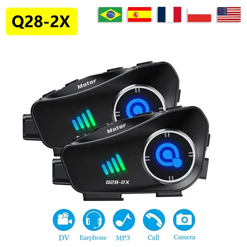 Q28-2X Helm Sepeda Motor Inter - Universal Motorcycle Helmet Intercom Headset ulasan dan harga